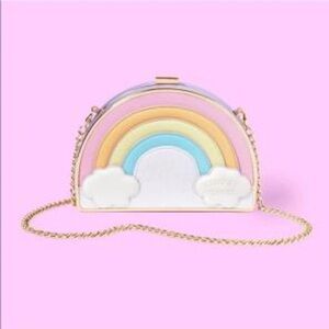 Stoney Clover Lane Rainbow Crossbody Bag Pastel Novelty Clutch Gold Chain Cute
